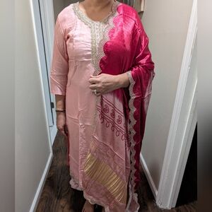 Pink and Gold Indian Dress with Dupatta